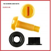 NUMBER-PLATE-SCREWS-AND-NUTS-PLASTIC-100PKT-YELLOW-303597994733