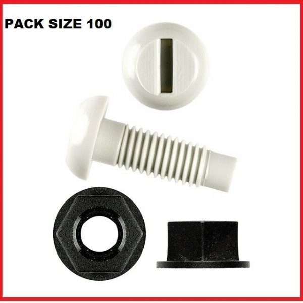 NUMBER-PLATE-SCREWS-AND-NUTS-PLASTIC-100PKT-WHITE-303523519627
